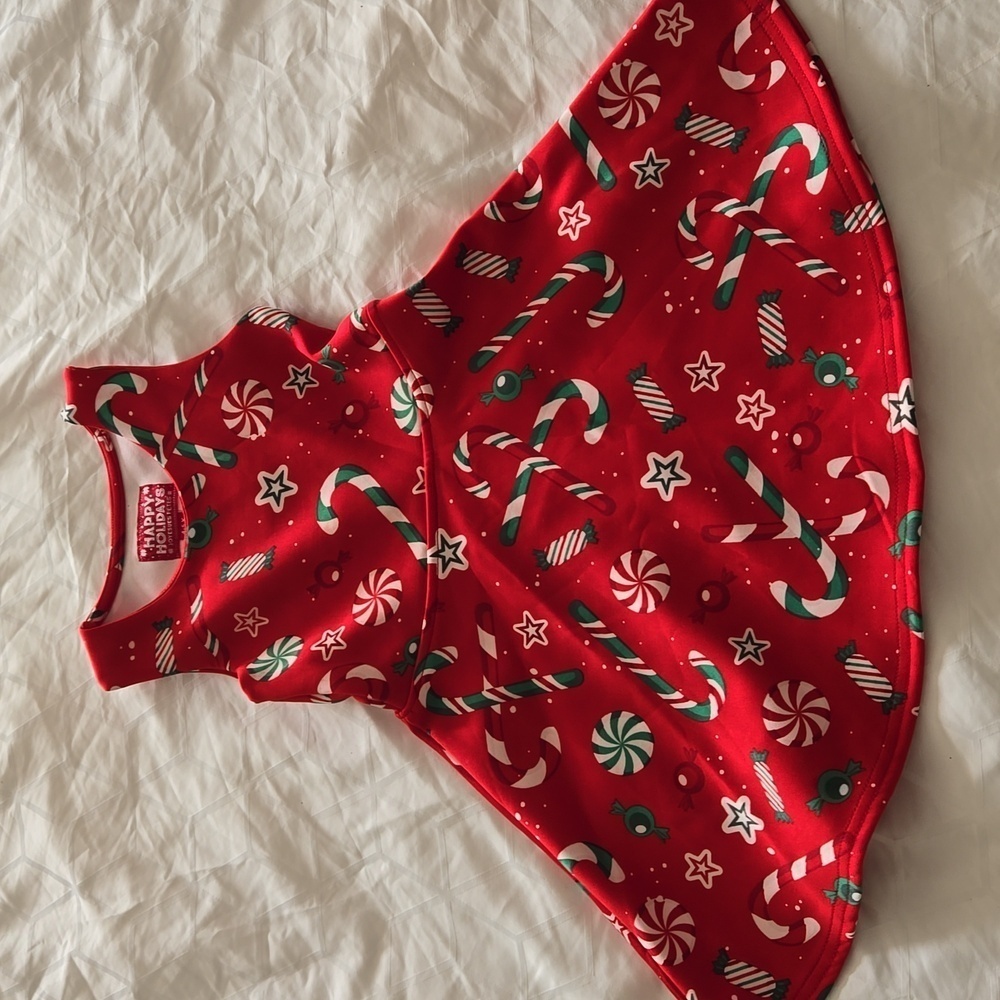 Happy Holiday dress, 4-5 years, euc, stretchy